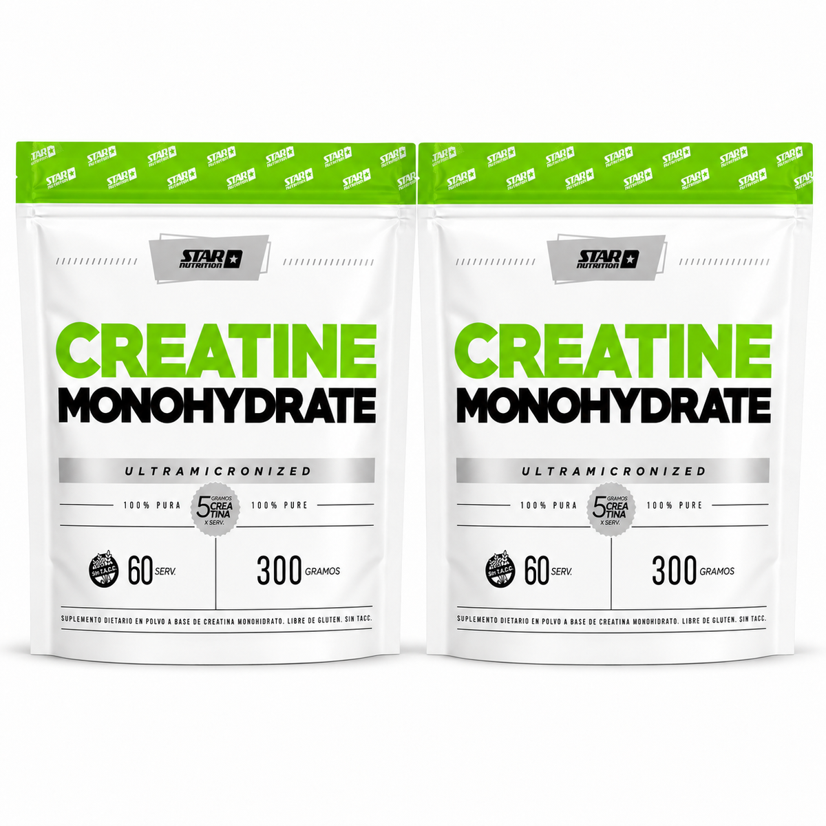 Combo Creatina Monohydrate Star Nutrition 300grs x 2 unidades