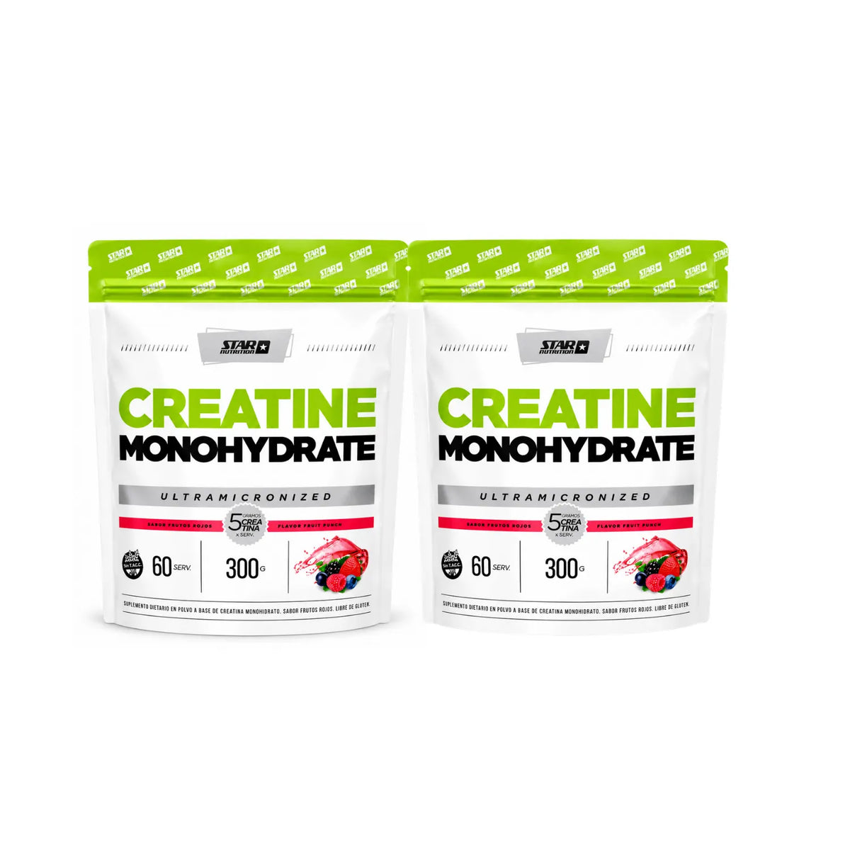 Combo Creatina Monohydrate Star Nutrition 300grs x 2 unidades -Sabor Frutos Rojos