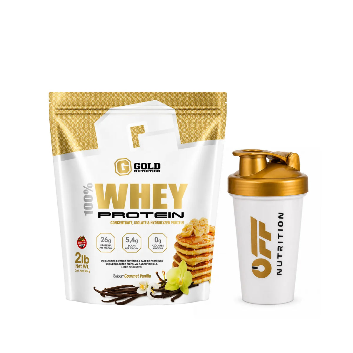100% Whey Protein X 2lbs Gold Nutrition Con Shaker De Regalo