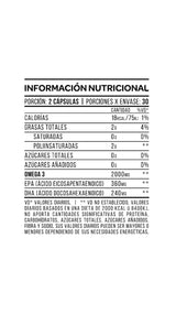 Omega3 Fish Oil X 60 Caps. - Made In Usa tabla nutricional