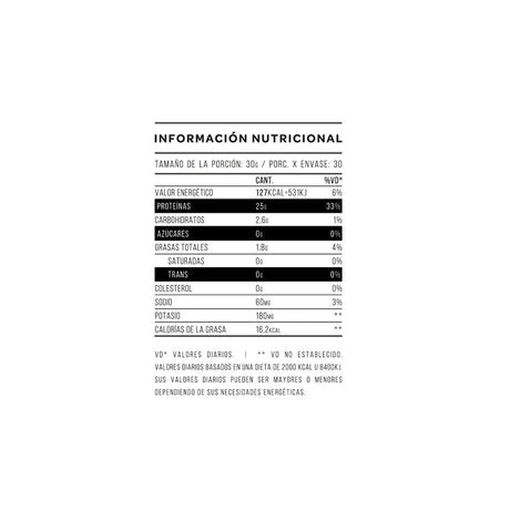 Whey Protein X 2lb - Doypack tabla nutricional