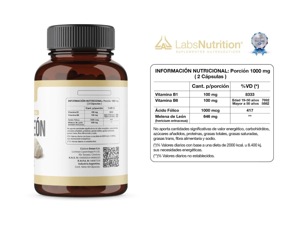 Melena de Leon pura 500 mg - Neuronal, digestivo